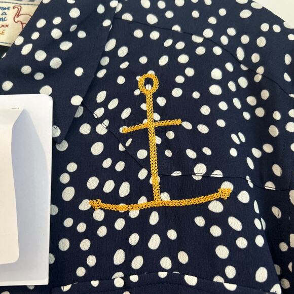 NWT Free People x Sandrine Rose Polka Dot Button Down Shirt Navy/White, Womens S - Picture 3 of 8